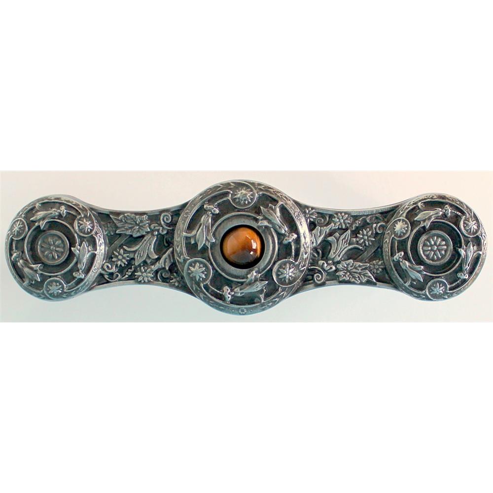 Notting Hill NHP-661-AP-TE Jeweled Lily Pull Antique Pewter/Tiger Eye natural stone